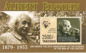 Tanzania 2005 - Albert Einstein - Souvenir Stamp Sheet - Scott #2392 - MNH