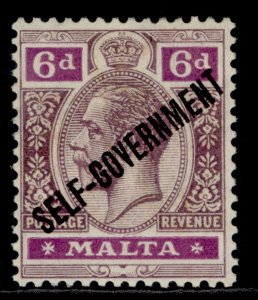 MALTA GV SG119, 6d dull & bright purple, LH MINT. Cat £26.