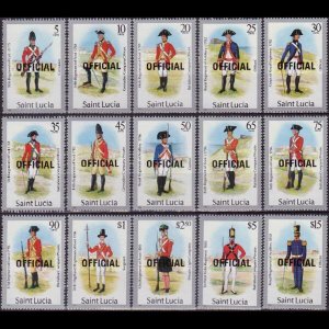 ST.LUCIA 1985 - Scott# O13-27 Mil.Unifrom Opt. Set of 15 NH