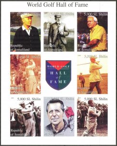 Somaliland 1999 World Golf Hall of Fame sheet Imperf. MNH Cinderella !