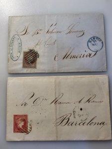 B/1.. 2 Spanish cover 1855 &1857 #Madrid #MI32a #MI40a