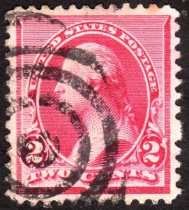 1890, US 2c, Washington, Used, Sc 220, XF