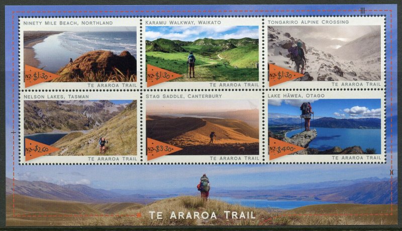 New Zealand NZ 2019 MNH Te Araroa Trail 6v M/S Hiking Landscapes Tourism Stamps