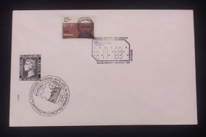 D)1975, URUGUAY, FIRST DAY COVER, ISSUE, 150TH ANNIVERSARY OF THE BRAILLE SYSTEM