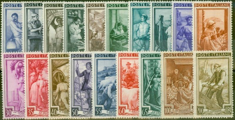 Italy 1950 Italy at Work set of 19 V.F Very Lightly Mtd Mint