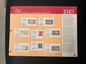 1943 50 YEARS OF U.S. COMMEMORATIVE STAMP Albums Panel of stamps