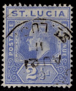 ST. LUCIA GV SG81a, 2½d bright blue, FINE USED. CDS