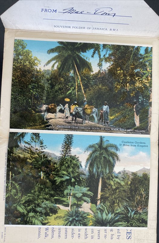 1939 Kingston Jamaica Souvenir Folder Postcards Cover To Mandelein IL Usa