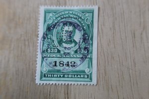 US RD111 USED STOCK TRANSFER GREEN  PERFED INITIALS CANCEL