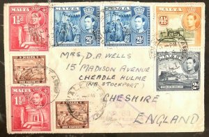 1943 Valletta Malta Censored Cover To Cheshire England