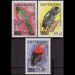 SURINAM 1985 - Scott# C103-5 Birds Surch. Set of 3 LH