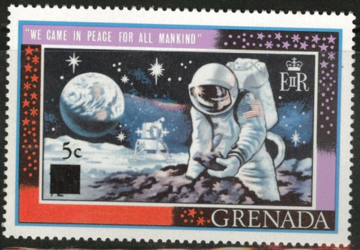 GRENADA Scott 349 MNH** Man on Moon stamp thin 5 type 1970