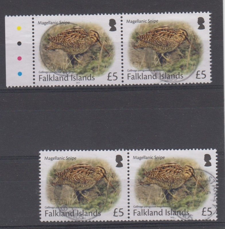 Falkland Islands Fine used joined pair £5.00 Magellanic Snipe