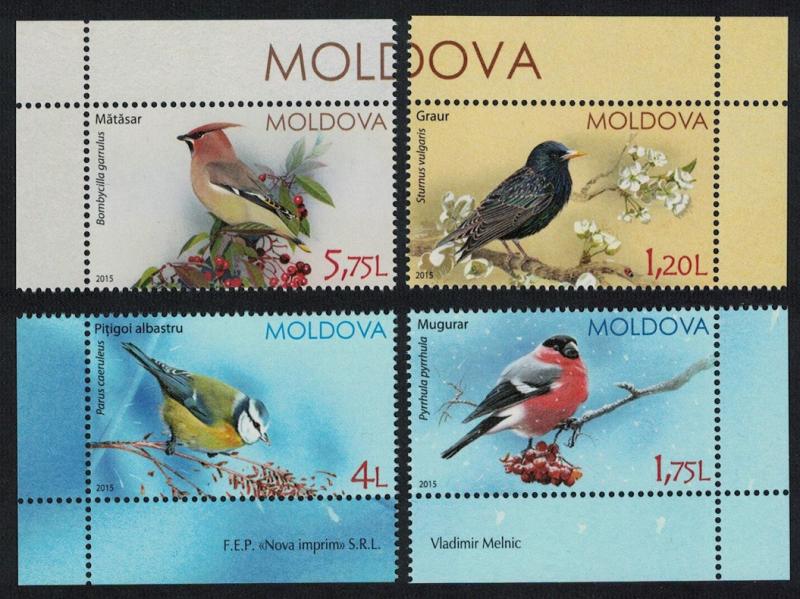 Moldova Starlin Waxbill Blue Tit Bullfinch Birds 4v Corners T1 MI#923-926