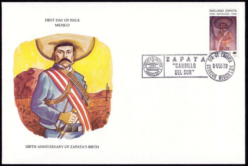 Mexico Scott 1185 Anniv. of Emiliano Zapatas Birth 1979 FDC 