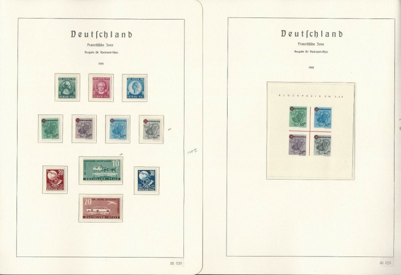 Germany Stamp Collection on 7 Hingless Lighthouse Pages, French Zone B, JFZ