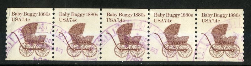 US 1902 USED STRIP-5 SCV $3.00 BIN $1.50 BABY BUGGY
