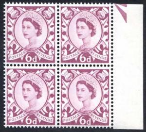 Scotland XS16a 6d Purple Crowns Wmk Cream Paper with Broken V Of Revenue