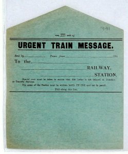 GB RAILWAY *Urgent Train Message* Unused Envelope Letter-Sheet c1941 Cover CZ93 