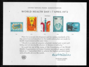 United Nations Souvenir Card Scott SC1 World Health Day Mint