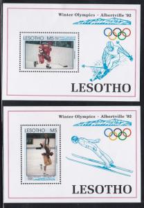 Lesotho # 925-926, Albertville Olympics, Skating - Ice Hockey, Hinged, 1/3 Cat.