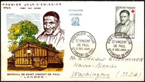 1958 France FDC Scott #-B327 St. Vincent De Paul 1581-1660