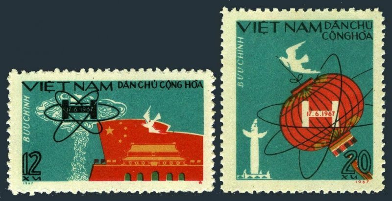 Viet Nam 476-477, MNH. Michel 497-498. 1st Chinese Hydrogen Bomb Test, 1967.