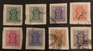 India Sccott#O189-O196 VF Used  Cat. $7.50