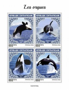 Central African Rep 2021 MNH Marine Animals Stamps Orcas Killer Whales 4v M/S