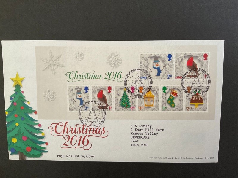 GB QEII 2016 Christmas M/Sheet on First Day Cover with Bethlehem Llandeilo S/H/S