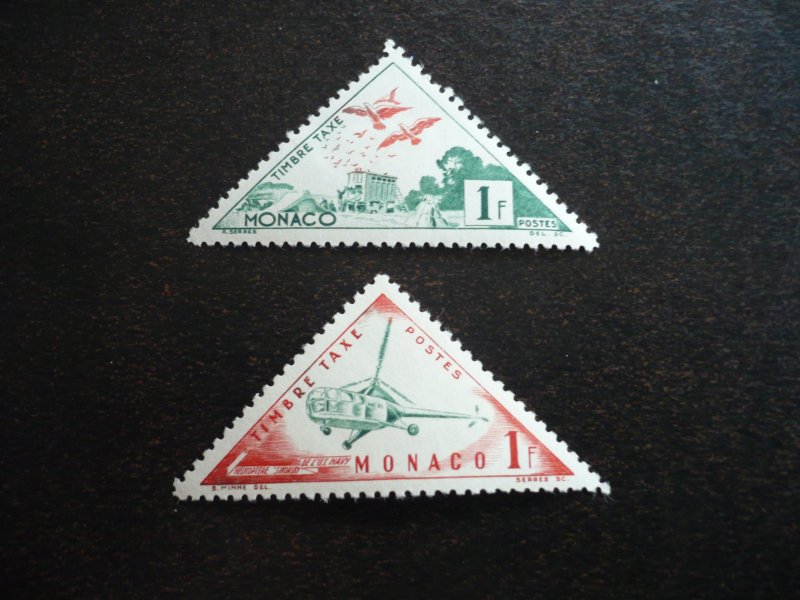 Stamps - Monaco - Scott# J39, J48 - Mint Hinged Part Set of 2 Stamps