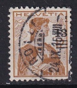 Switzerland  #187  used 1915  surcharges  13c on 12c  Helvetia