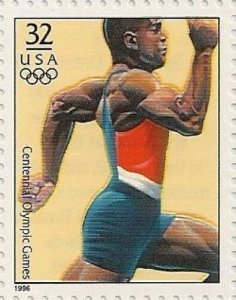 US 3068m Atlanta Centennial Olympic Games Men's Sprinting 32c single MNH 1996