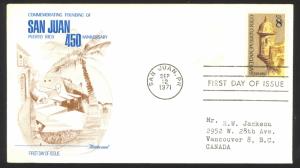 USA Sc# 1437 (Fleetwood) FDC (b) (San Juan  PR) 1971 9.12 San Juan 450th