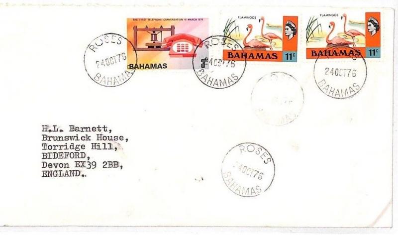 HH214 1976 Bahamas Roses Devon GB Airmail Cover {samwells-covers}PTS