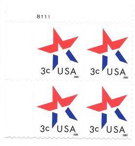 Scott US # 3614, plate block of 4