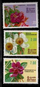 Sri Lanka Scott 628-630 MNH** 1982 flower short set 3/4