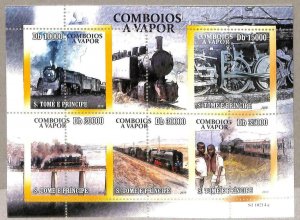 A3251 - SAO TOME & PRINCE, ERROR MISSPERF: 2010, steam locomotives, trains-