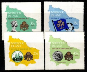 NORFOLK ISLAND SG203/6 1978 ANNIV OF GIRL GUIDES SELF ADHESIVE MNH