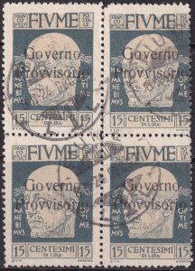 Fiume 1921 Sc 136 block used some perf separation