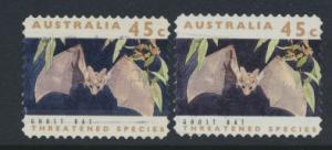 Australia SG 1332  Used pair different phosphors  perf 11½ Threatened Specie...