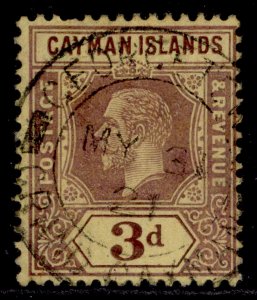 CAYMAN ISLANDS GV SG45e, 3d purple/pale yellow, VERY FINE USED. Cat £32. CDS