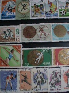 ​HUANGRY STAMP- OLYMPIC & SPORTS-35 DIFFERENT USED STAMPS-CAT. $12  VERY FINE