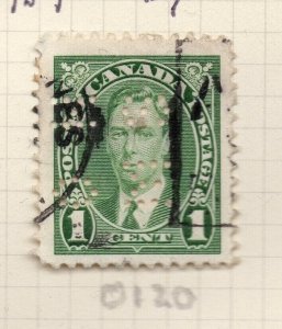 Canada 1939 Early Issue Fine Used 1c. Hole Punched NW-217667