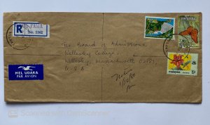MALAYSIA REGISTERED AIRMAIL LETTER TO WELLESLEY COLLEGE AT MASS, USA 