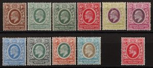 EAST AFRICA & UGANDA 1907 KEVII set 1c-75c, + 3c blue-green & 1910 6c redrawn.