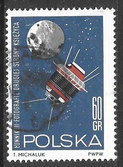 Poland 1294: 60g Lunik III photographing dark side of the Moon, CTO, VF