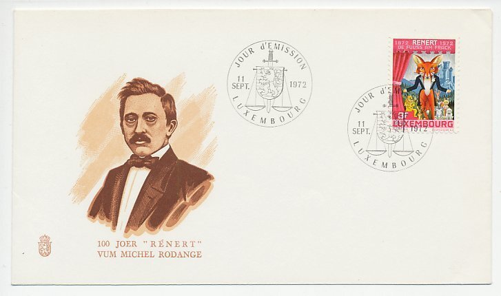 Cover / Postmark Luxembourg 1972 Michel Rodange - Writer - Renert - Fox