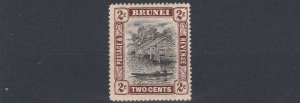 BRUNEI  1907   S G 24  2C   GREY BLACK & SCARLET  MH  TONED GUM