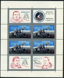 Romania C185a, MNH. Mi 2969 Bl.88. Apollo 15. Astronauts: Scott, Irwin, Worden